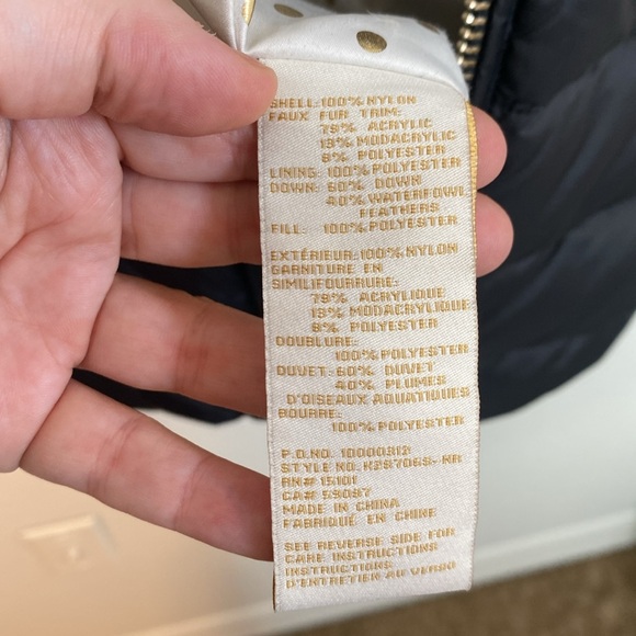 KATE SPADE Black Puffer Jacket with Removable Faux Fur Hood, Size S/P - Picture 13 of 13